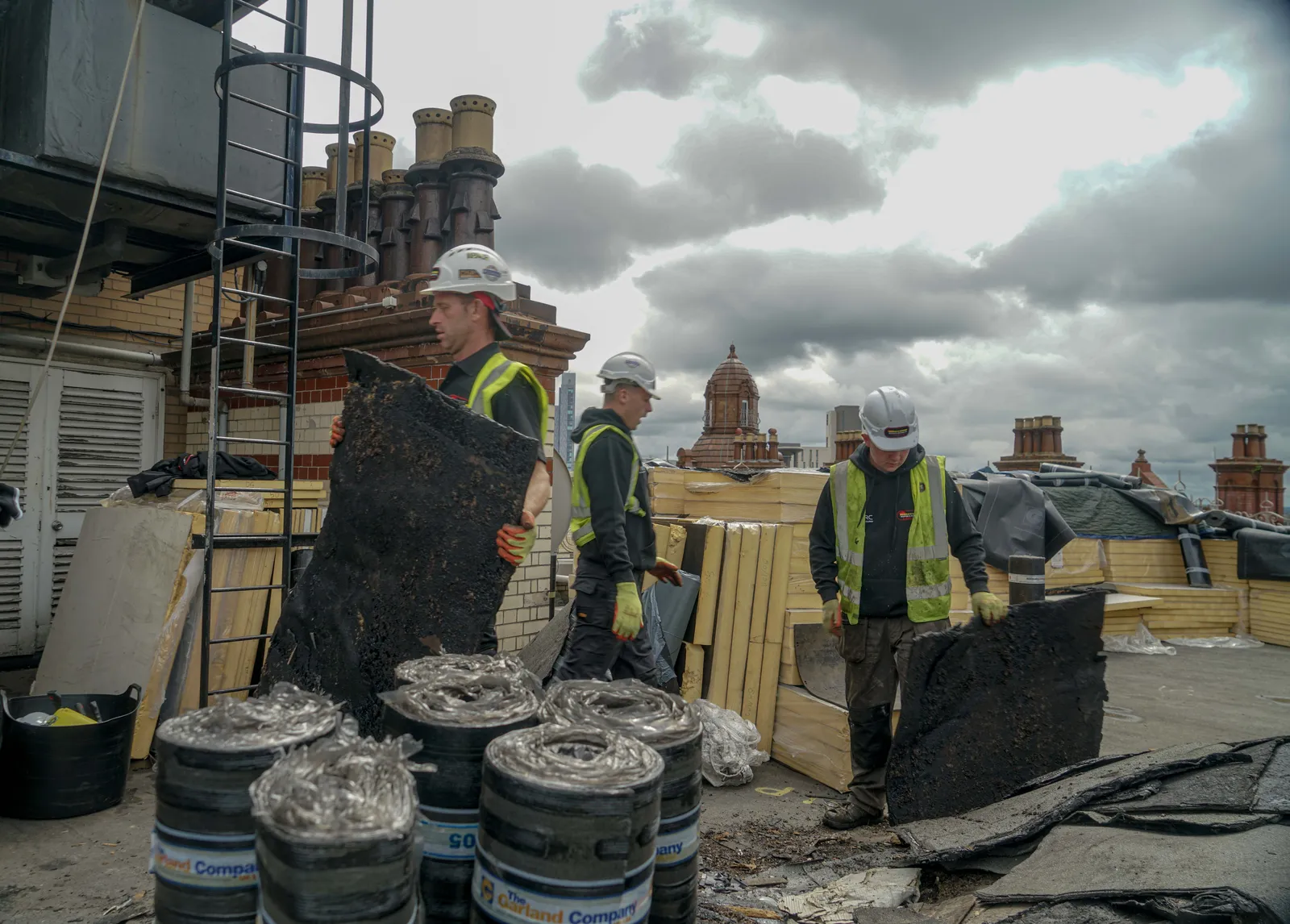 Re-roofing a live Manchester landmark — flat roofing the Midland Hotel. 15