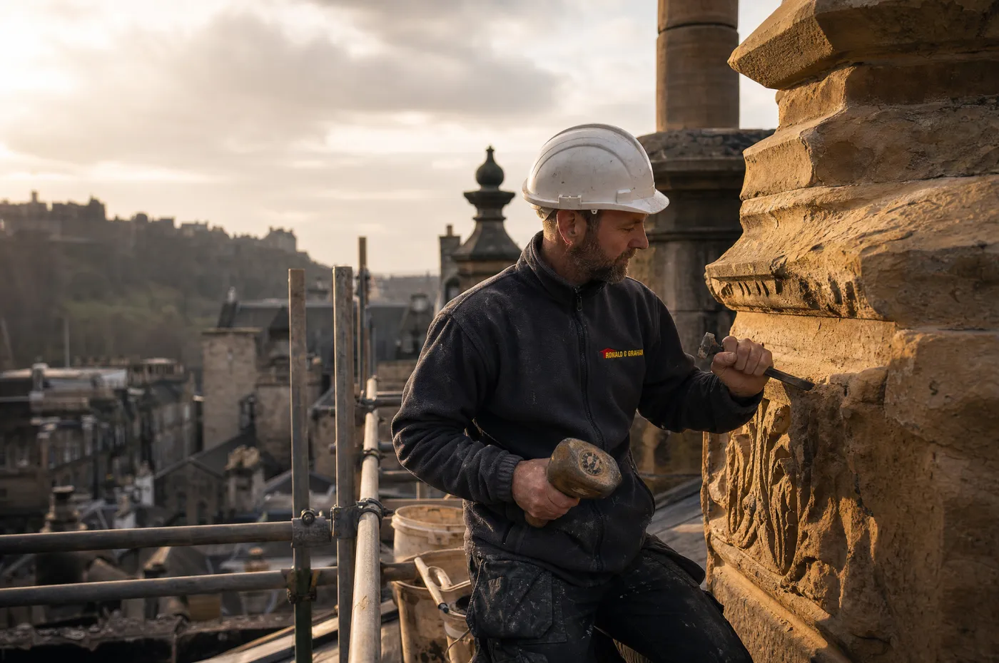 Stonework, harling and pointing